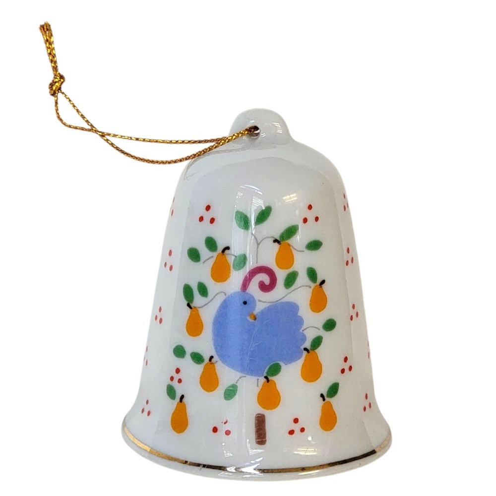 1986 Lillian Vernon Partridge in a Pear Tree Porcelain Bell Christmas‎ Ornament